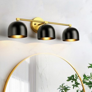 Rennnsan Sivoria 23"W Hardwired 3-Light Dome Industrial Dimmable Vanity Light in Black - 1 of 4