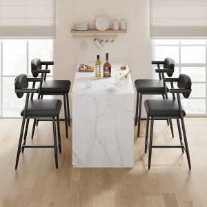 Furniture Set of 2/4, Vintage PU Leather Counter Height Barstool with Back, 25.59" H Seat Height Stools, Upholstered Bar Chairs for Kitchen lsland - 1 of 4