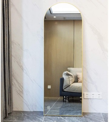 Serio 65" Height x 22" Width Oversize Arch-Crowned Top Full Length Floor Mirror with Stand,Large Arched Wall Mirror-The Pop Home