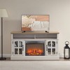 58" Fireplace TV Stand for TVs up to 70", Entertainment Center with 23" Electric Fireplace, Media Console with Storage and Glass Doors - 2 of 4