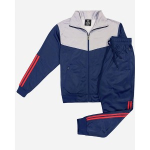 Men Velocity Tracksuit Active Jogging suit GYM Striped Jogger Top and Bottom Outfit - 1 of 4