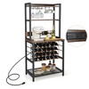 MOEPISY Wine Rack with 4 Tier Storage Shelves and Glass Holders - 3 of 4