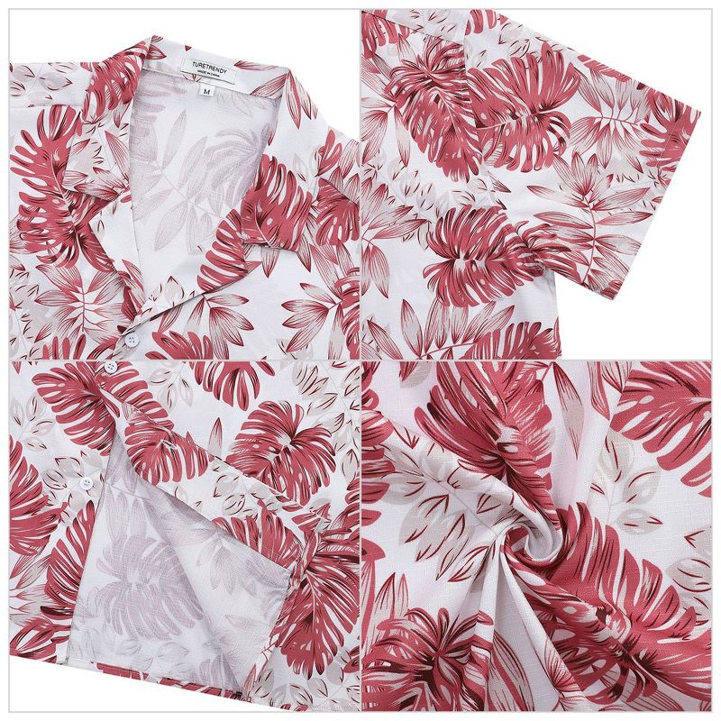 Men's Hawaiian Shirts Floral Printed Button Down Summer Tropical Holiday Beach Party Shirts, 4 of 7