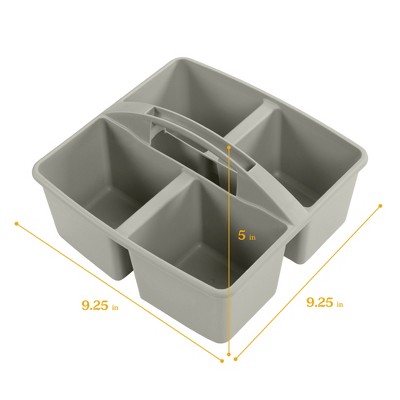 Stackable Gray Plastic 4-Compartment Kids Caddy, 6-Pack