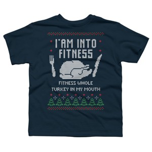 Boy's Design By Humans Fitness Whole Turkey Ugly Christmas Sweater By shirtpublic T-Shirt - 1 of 3