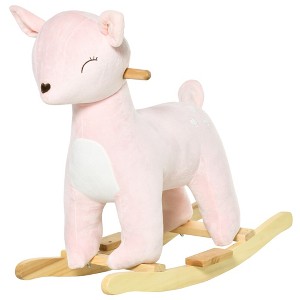 TopComfy Baby Bouncer and Rocker Toddler Kid Chair Plush Deer Rocking Horse Toy for Playroom Living Room, Pink, 26.8"*14"*25.3" - 1 of 4