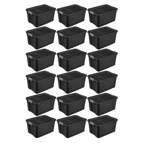 19 qt. Plastic Stackable Storage Bins for Pantry in Black (4-Pack)