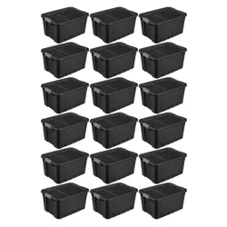 Sterilite Storage System Solution with 19 Gallon Heavy Duty Stackable Storage Box Container Totes with Grey Latching Lid for Home Organization