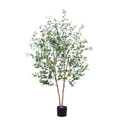 Tall Artificial Olive Tree, Realistic Fake Olive Tree With Adjustable Branches, Faux Potted Olive Tree