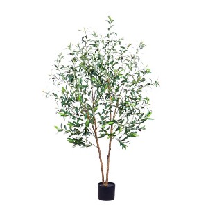 Tall Artificial Olive Tree, Realistic Fake Olive Tree With Adjustable Branches, Faux Potted Olive Tree - 1 of 4