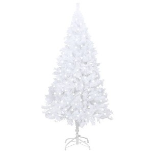 Aghana Digitals 94.5in White PVC Artificial Christmas Tree with Cool White LED Lights, Cone-Shaped, - 1 of 4
