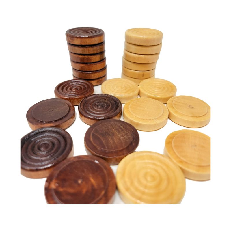 Set of 24 Stackable Wood Grooved Checkers - 1.5&#34;, 3 of 7