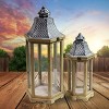 2pc 27 Wood Outdoor Lantern Set Brown - Backyard Expressions : Target