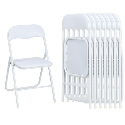 Folding Chairs 4 Pack with Cushion - Portable Metal Chairs with Non-Slip Feet Pads, Stackable Chairs for Outdoor & Indoor Event