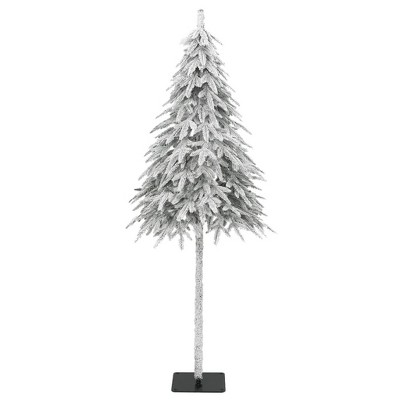 vidaXL 70.9" Artificial Christmas Tree - Realistic PE Tips, Metal Stand, White Snow Flocked - Reusable Indoor/Outdoor Xmas Decoration
