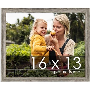 PosterPalooza | 16x13 Thin Barnwood Picture Frame, UV Acrylic, 2 Finishes - Grey and Black - 1 of 4