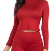 Slickblue Women's 2-Piece Mock Neck Top & Biker Shorts Set Stretchy Polyester Spandex Active Lounge Color & Size Options - 2 of 4