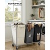 3-Section Laundry Basket with Wheels, Removable Bags, Steel Frame, 76.6 Gallons (290 L), White, Gray, and Black - 2 of 4