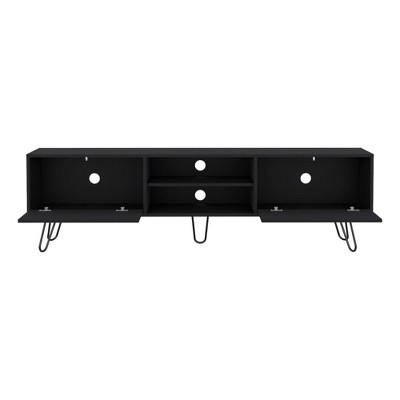 Waco Black Laminate TV Rack with Hairpin Legs and Storage