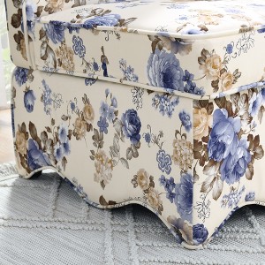 Gulches Blue Floral Flannel Armless Single Dining Chair with Soft Seat Cushion & Matching Lumbar Pillow, Space-Saving Chair - 1 of 4