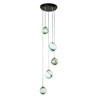 ALOADECOR 12'' 5-Light Modern Glazed Glass Globe Staircase Chandelier Coastal Handcrafted Glass Pendant In Matte Black For Foyer Entryway - 3 of 4