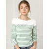 INSPIRE CHIC Women's Color Block Round Neck Long Sleeves Striped Basic T-Shirt - 2 of 4