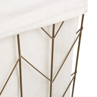 Bronze Chevron Steel Rolling Laundry Hamper with Canvas Liner