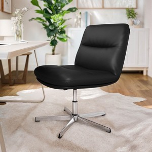 Flash Furniture Chloe Commercial Wide Mid-Back Padded Upholstered Armless Stationary Task Office Chair with Adjustable Height, Swivel Function, Frame - 1 of 4