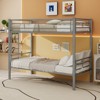 KWPZQEB Twin Over Twin Bunk Bed, Metal Industrial Bunkbeds Heavy Duty Bed with Ladders & Safety Guardrail, Convertible 2 Beds, No Spring Box Required - 3 of 4