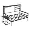 ALEXOUN Metal Bed with Movable Desk,Metal Day Bed Frame with Metal Grid & Clothes Hanger,Space Saving,No Box Spring Needed - 4 of 4