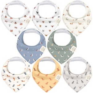 8pk Organic Baby Bandana Bibs, Baby Drool Bibs for Baby Boy, Girl, Baby Bibs for Infant, Newborn - 1 of 4