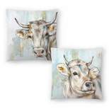 Americanflat Headstrong Cow and Headstrong Cow I by PI Creative Art Set of 2 Throw Pillows