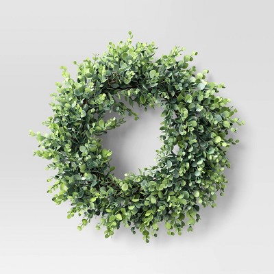 Boxwood Wreath for Front Door, 19 Artificial Green Farmhouse Wreaths for  Wall Window Party Wedding Decor Indoor Outdoor, Greenery Wreath for All  Seasons Decorating