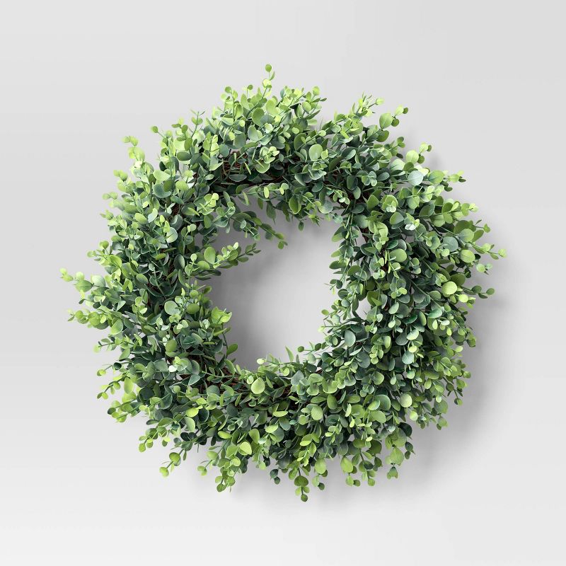 4.5&#34; Boxwood Artificial Wreath Green - Threshold&#8482;, 1 of 5