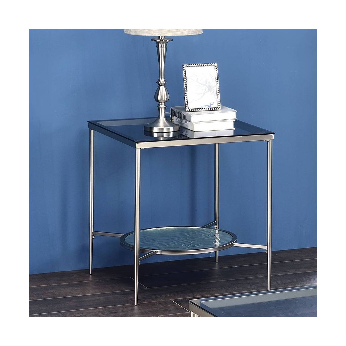 Acme Furniture Adelrik Accent Glass Table Chrome Finish - thumbnail 2