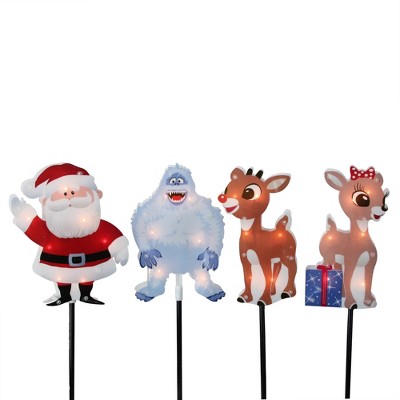  Rudolph the Red Nosed Reindeer Christmas 4ct Prelit Pathway Marker Outdoor Decoration 12" - Clear Lights 