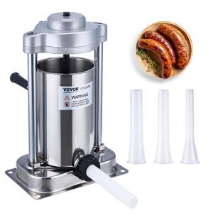VEVOR Manual Sausage Stuffer, 2 L / 5 LBS Vertical Sausage Machine with G-type Clamp, Food-Grade 304 Stainless Steel Barrel, Silver - 1 of 4