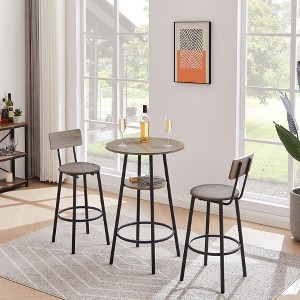 PAGED 5-Piece Bar Table Set with 4 PU Leather Bar Stools & 1 Modern Dining Table for Kitchen/Dining Room - 1 of 4