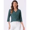 INSPIRE CHIC Women's Polka Dots 3/4 Sleeve Casual Button Front Shirt - 3 of 4
