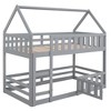 TIRAMISUBEST Twin over Twin House Bunk Bed with Fence and Door, Solid Wood Floor Bunk Bed with Roof Design and Ladder for Kids - 4 of 4