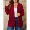 Womens Plus Size Open Front Cardigan Lightweight Long Sleeve Sweaters Tops 2024 Fall Coat Outerwear with Pockets - 2 of 4