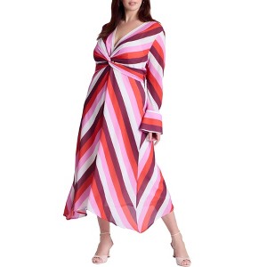 ELOQUII Women's Plus Size Twist Bodice Stripe Midi Dress - 1 of 4
