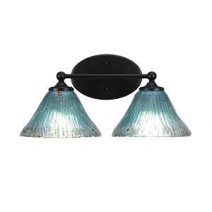Toltec Lighting Capri 2 - Light Vanity in  Matte Black with 7" Teal Crystal Shade - 1 of 1