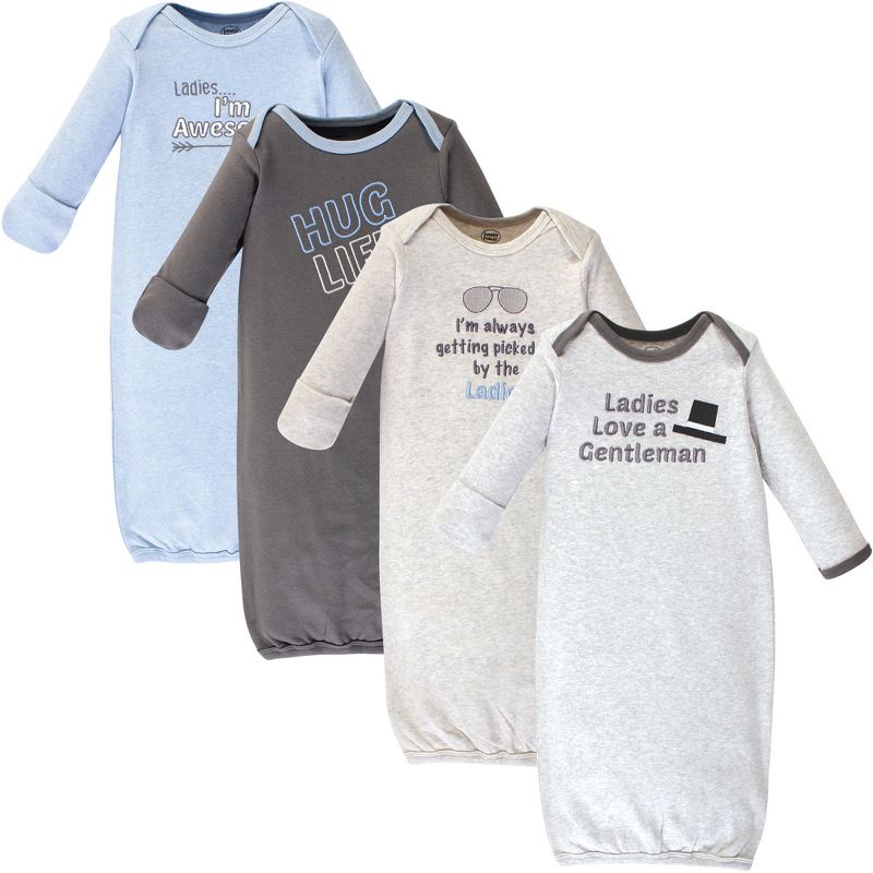 Luvable Friends Baby Boy Cotton Long-Sleeve Gowns 4pk, Ladies, 0-6 Months, 1 of 7