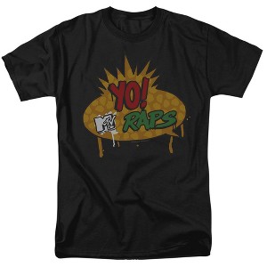 MTV Yo! MTV Raps Logo Adult T Shirt, Black, Small - 1 of 4