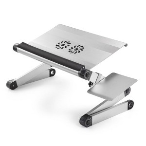 WorkEZ Cool Adjustable Laptop Stand for Desk Ergonomic Lap Desk for Bed Aluminum Cooling Stand with Fans USB Ports Mouse Pad Silver Uncaged Ergonomics - 1 of 4