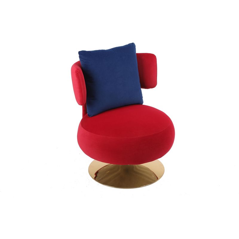 Round Teddy/Velvet Fabric Swivel Barrel Chair With Armrest - ModernLuxe, 4 of 11