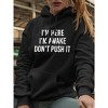 Plus Size Hooded Sweatshirts Tops with Crew Neck Long Sleeve Funny Sayings Im Here Im Awake Don't Push It Hoodie Shirts Plus Size Slogan Shirts - 3 of 4