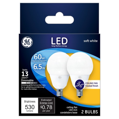 Ge 2pk Led 60w A15 Cac Ceiling Fan Light Bulb Soft White