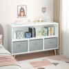 Vynxaria Kids Bookcase: White/Gray Organizer with Collapsible Fabric Drawers for Children's Book Display and Toy Storage - 3 of 4